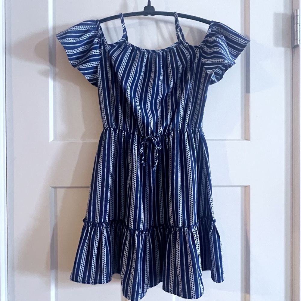 Navy Blue Striped Girl’s Dress S8